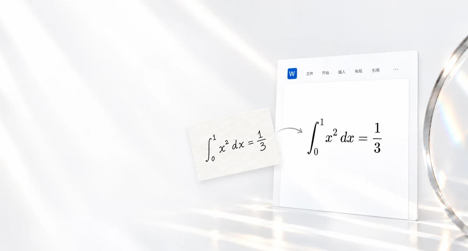 Illustration: a handwritten integral becomes an editable equation in Word